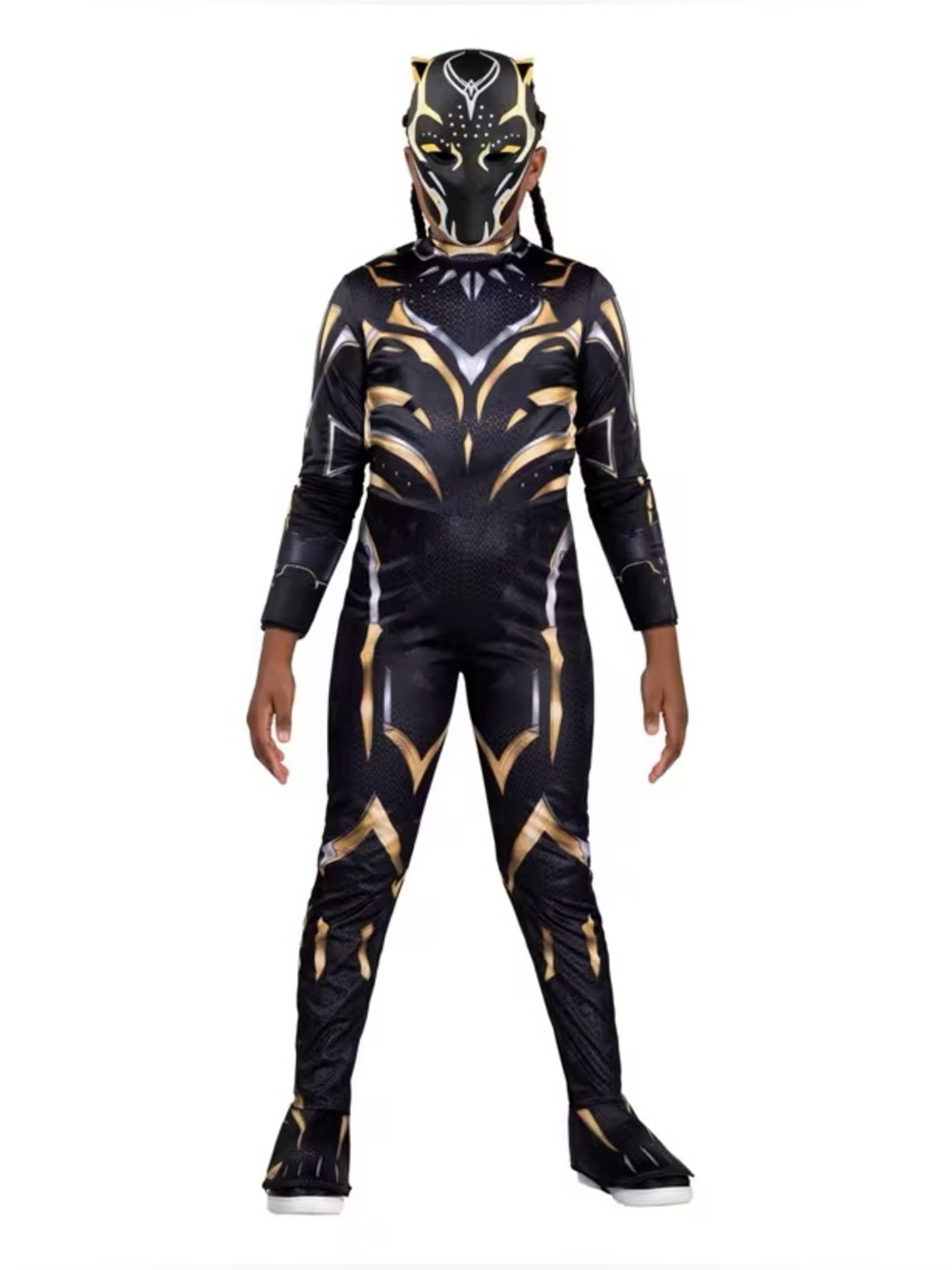 Black Panther Wakanda Forever ShuriBlack and Gold Panther Kids Costume + Mask